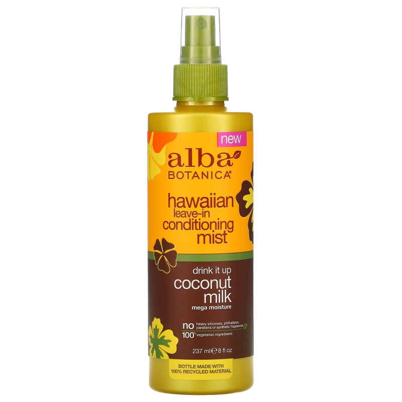 Alba Botanica Гавайский спрей-кондиционер для волос с кокосовым молоком Drink It Up, для питания и восстановления волос, 8 жидких унций (237 мл)
