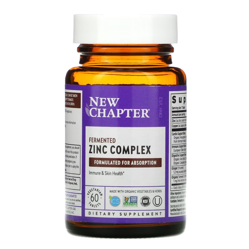 New Chapter, Натуральный пищевой комплекс с цинком, 60 таблеток