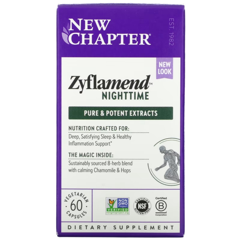 New Chapter, "Zyflamend ночной", пищевая добавка для здорового сна, 60 капсул в растительной оболочке с жидкостью