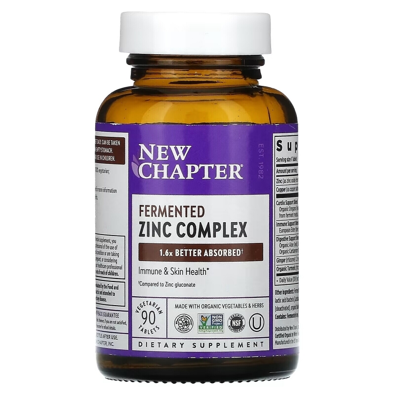 New Chapter, Fermented Zinc Complex, 90 Vegetarian Tablets