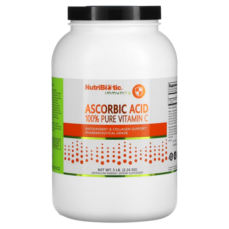 NutriBiotic Аскорбиновая кислота 100% чистый витамин С кристаллический порошок 5 фунтов (2,26 кг)