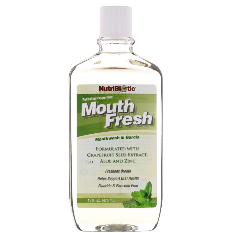 NutriBiotic MouthFresh Натуральная жидкость для полоскания рта освежающая мята 16 жидких унций (473 мл)