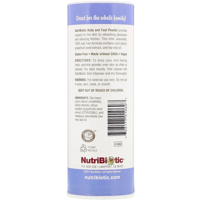 NutriBiotic Натуральный порошок для ног и тела без запаха 4 унции (113 г)
