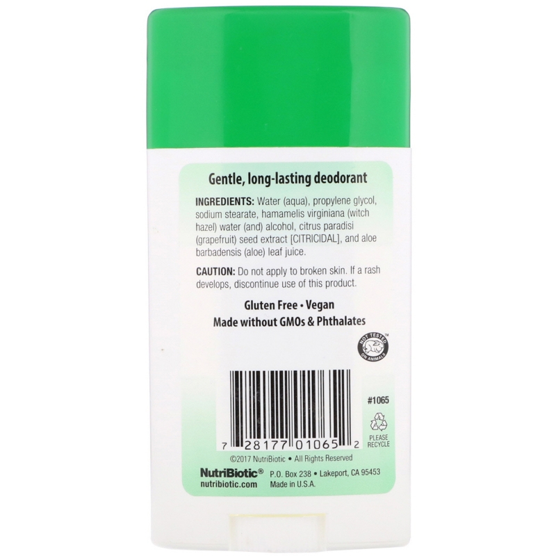 NutriBiotic Long Lasting Deodorant Stick Unscented 2.6 oz (75 g)