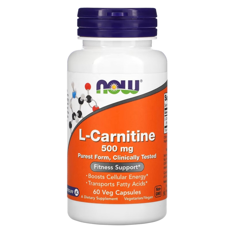 Now Foods, L-карнитин, 500 мг, 30 растительных капсул