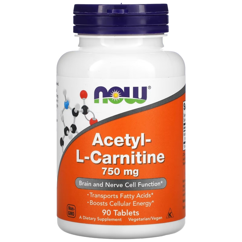Now Foods, Ацетил-L-карнитин, 750 мг, 90 таблеток