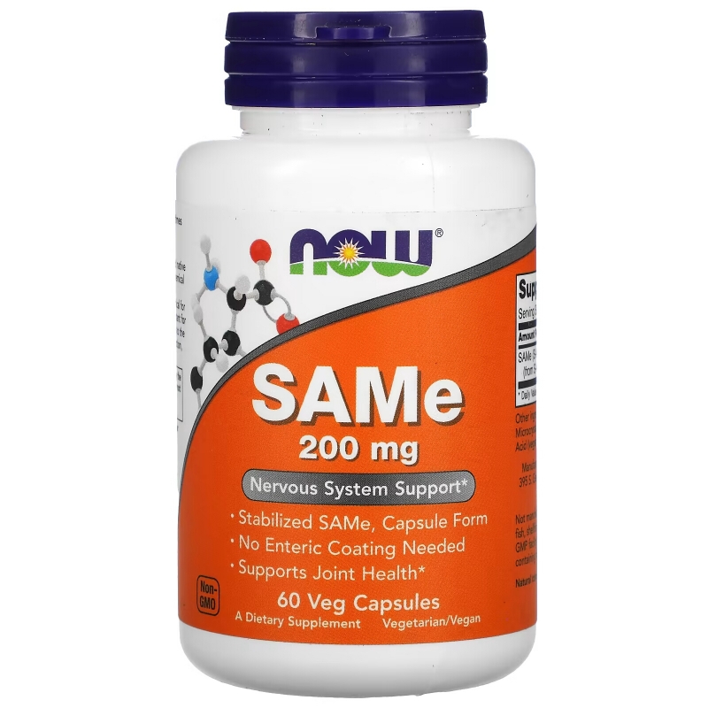 Now Foods, SAMe, 200 мг, 60 вегетарианских капсул