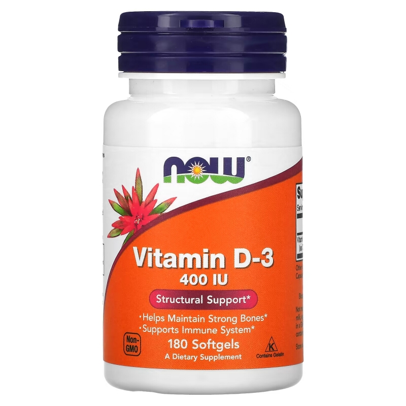 Now Foods Витамин D-3 Структурная поддержка 400 МЕ 180 капсул