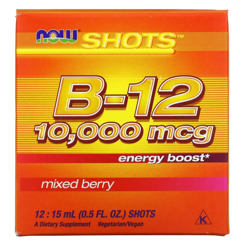 Now Foods Shots B-12 Смесь ягод 12 доз 05 жидкой унции (15 мл) каждая