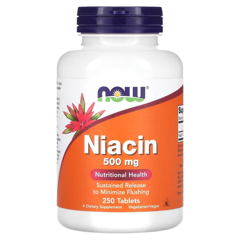 Now Foods Ниацин пролонгированного высвобождения 500 мг 250 таблеток