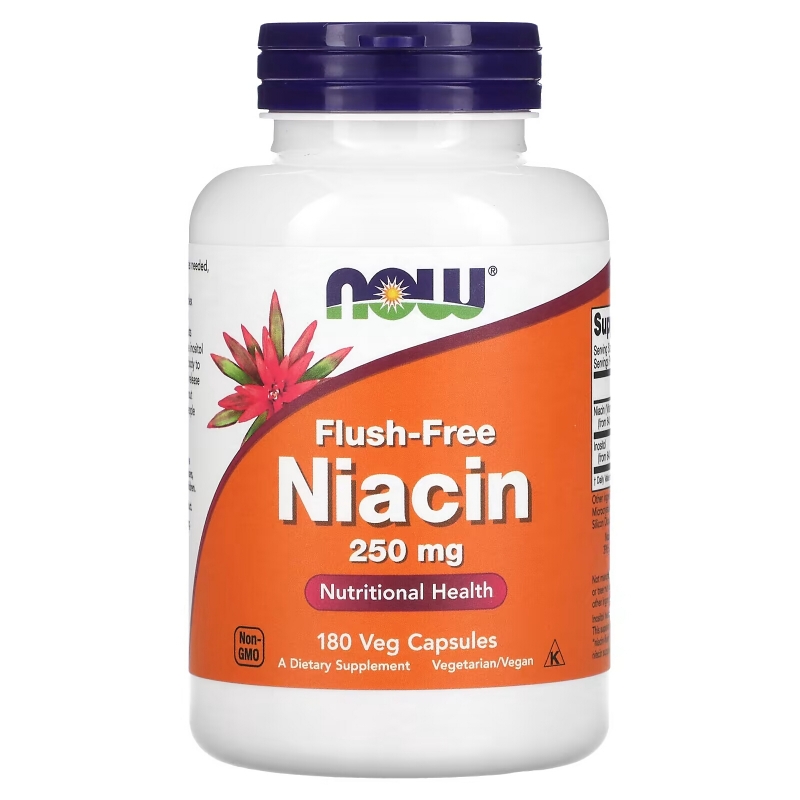 Now Foods Никотиновая кислота (без приливов крови) 250 мг 180 растительных капсул