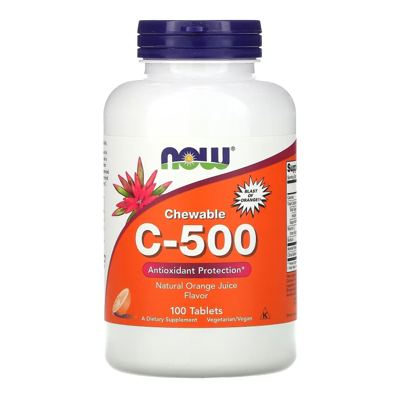 Now Foods Жевательный витамин C-500 со вкусом апельсина 100 таблеток