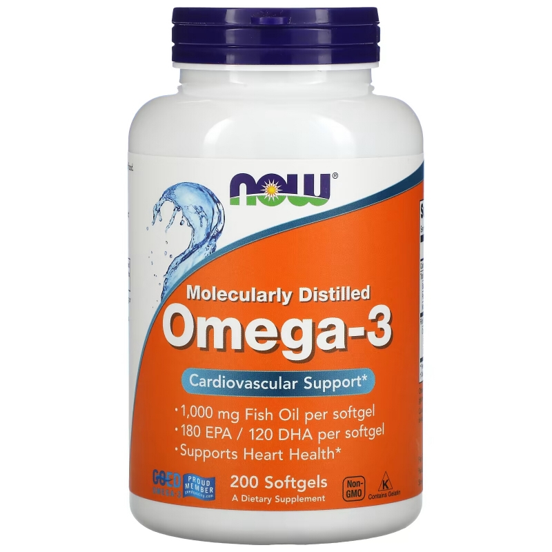 Now Foods Омега-3 для поддержки сердечно-сосудистой системы 200 гелевых капсул