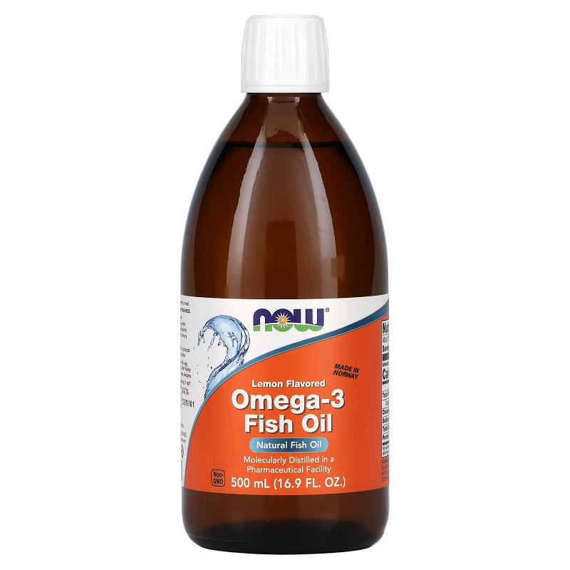 Now Foods Омега-3 рыбий жир с ароматом лимона 16,9 жидких унций (500 мл)