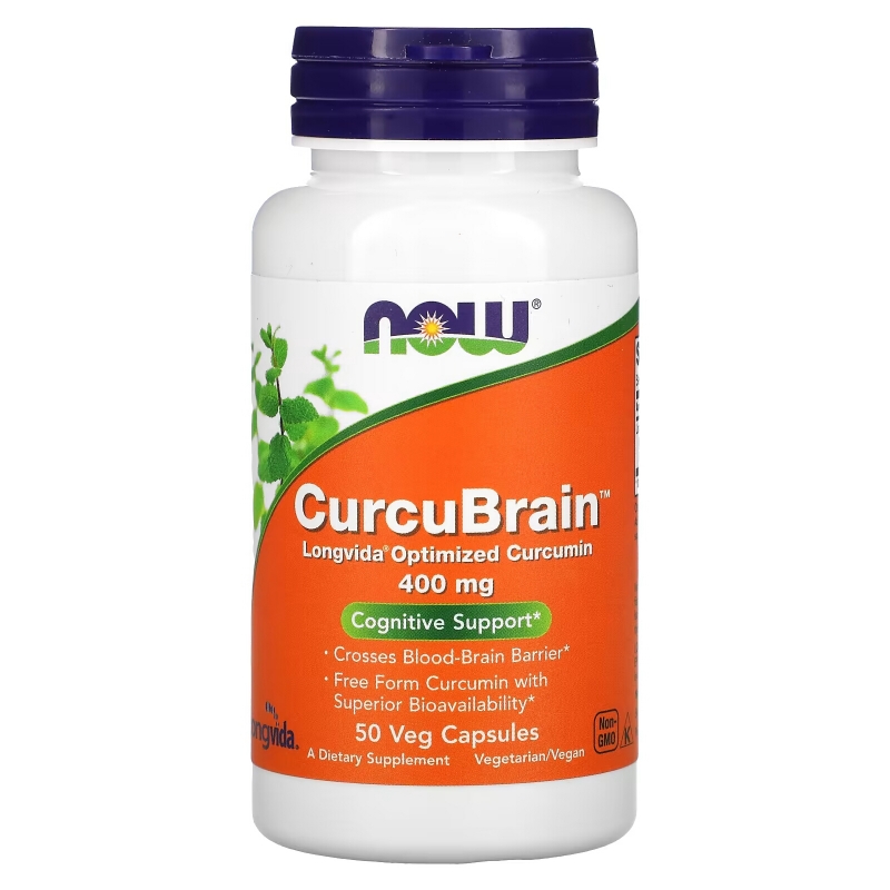 Now Foods CurcuBrain когнитивная поддержка 400 мг 50 растительных капсул