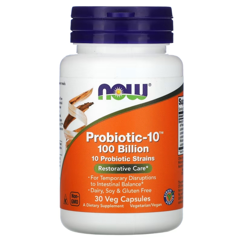 Now Foods Пробиотик-10 100 млрд бактерий 30 Вегегетарианских капсул