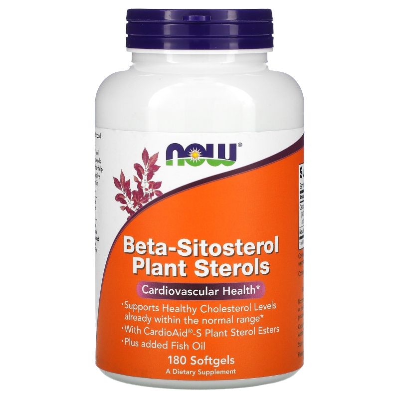 Now Foods, Комплекс растительных стеролов, содержащих бета-ситостерол (Beta-Sitosterol Plant Sterols), 180 мягких таблеток