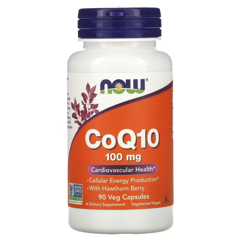 Now Foods, CoQ10 с боярышником, 100 мг, 90 растительных капсул
