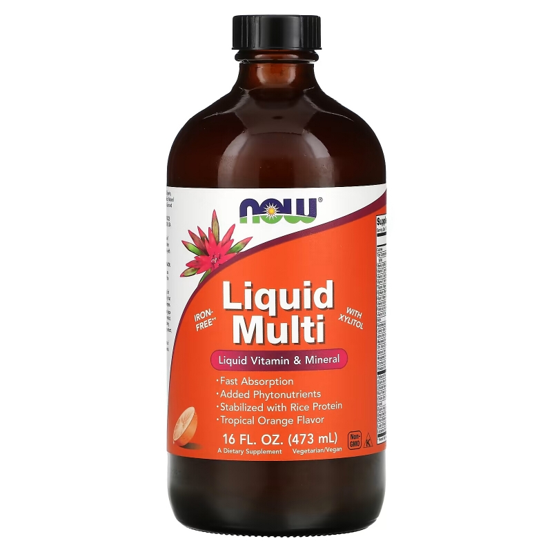Now Foods Liquid Multi с ароматом тропического  апельсина 16 жидких унций (473 мл)