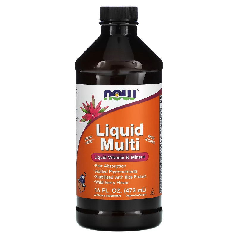 Now Foods Liquid Multi (Жидкая мульти-добавка) со вкусом диких ягод 16 жидких унций (473 мл)