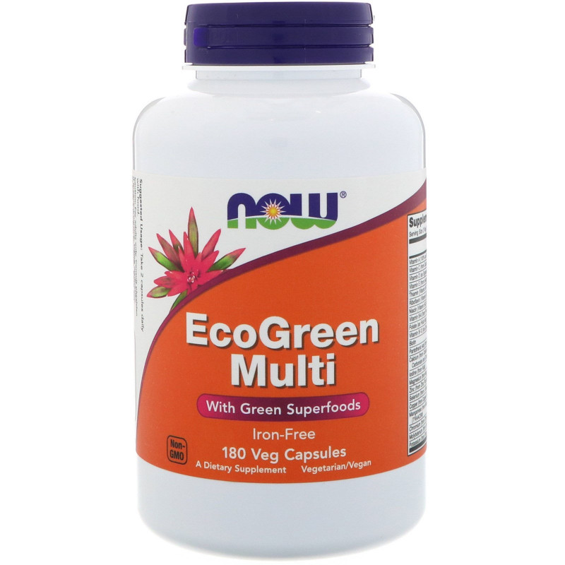Now Foods EcoGreen Мульти без железа 180 капсул в растительной оболочке