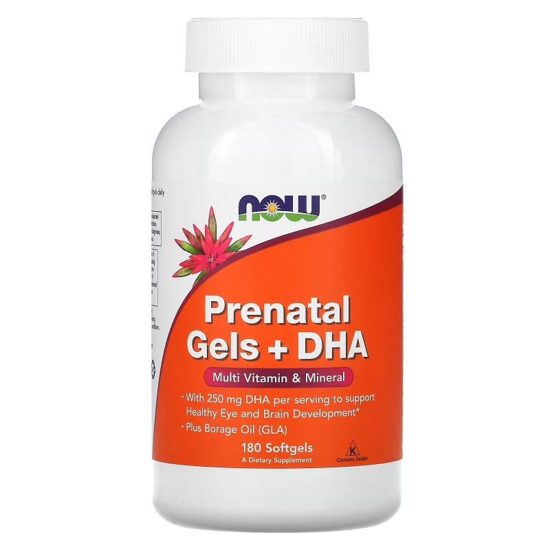 Now Foods Prenatal Gels (добавка для беременных и кормящих женщин)+ DHA 180 мягких капсул