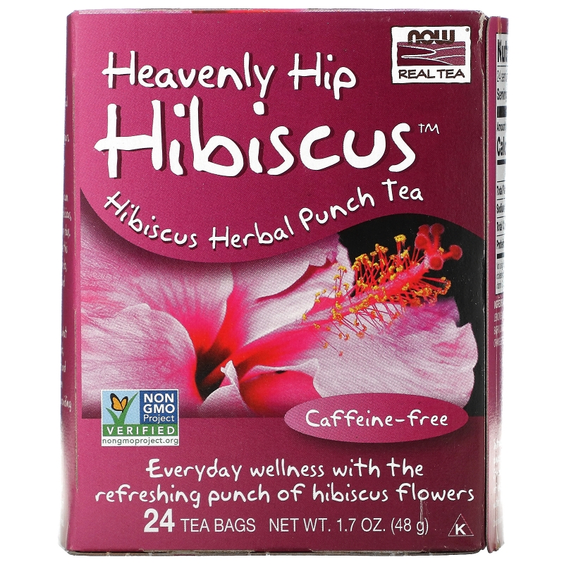 Now Foods Настоящий чай Небесный Гибискус в пакетиках, для поддержания молодости и красоты, без кофеина 24 пакетика 1,7 унции (48 г)
