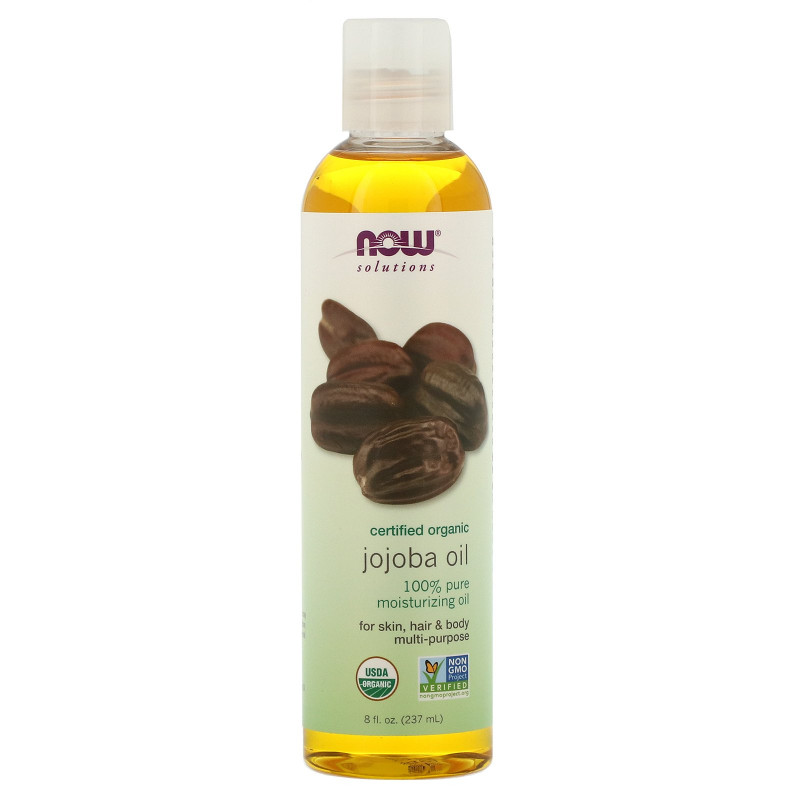 Now Foods Solutions Органические масло жожоба, для питания кожи, волос и тела, 8 жидких унций (237 мл)