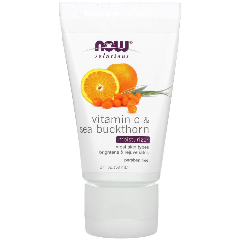 Now Foods Solutions Увлажняющий крем с витамином С и облепихой, для осветления и омоложения кожи, 2 унций (59 мл)