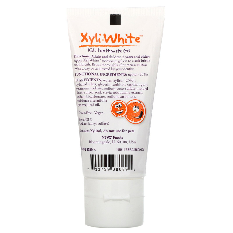 Now Foods Xyli White детская зубная паста-гель апельсиновый всплеск 3 унции (85 г)