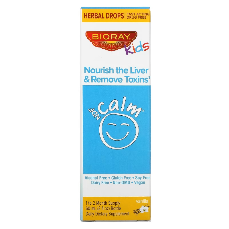 BioRay Inc., NDF Calm, Nourish the Liver & Remove Toxins, Kids, Vanilla Flavor, 2 fl oz (60 ml)