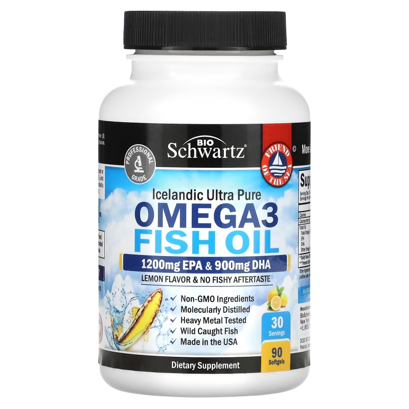 BioSchwartz, Omega 3 Fish Oil, Lemon Flavor, 1200 mg EPA & 900 mg DHA, 90 Softgels