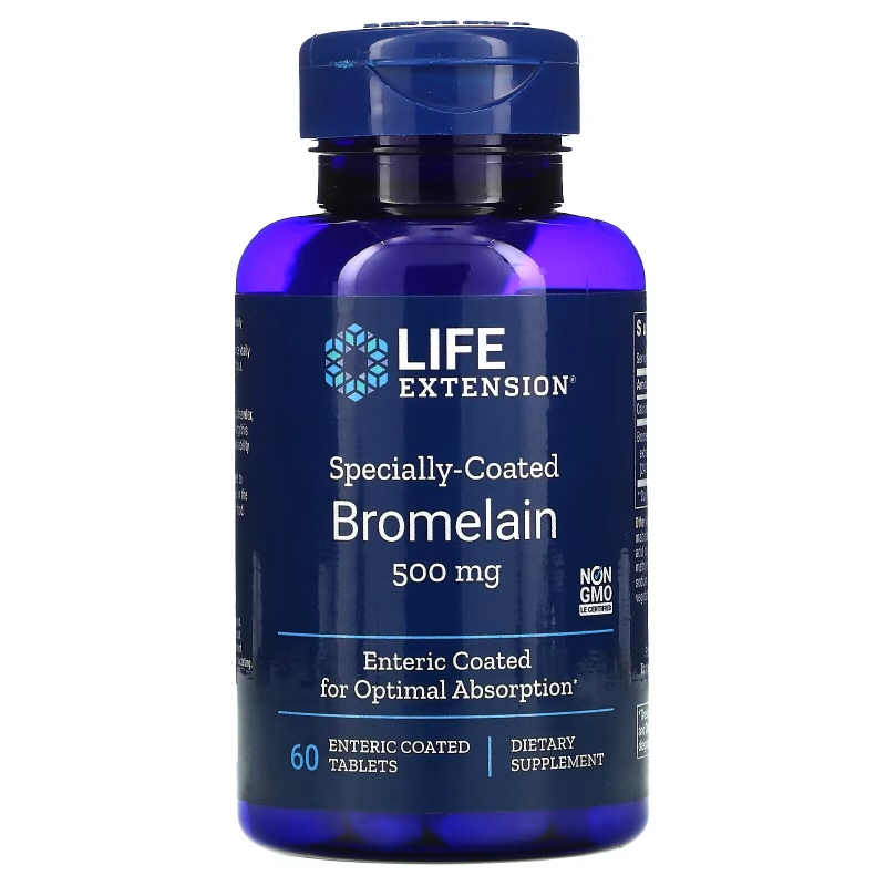 Life Extension Бромелаин в специальной оболочке 500 мг 60 таблеток с энтеросолюбильным покрытием