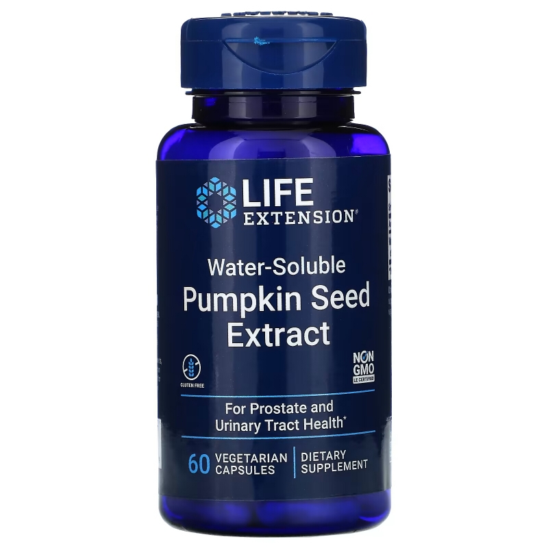 Life Extension, Растворимый в Воде Экстракт Тыквенных Семян, 60 Вегетарианских Капсул