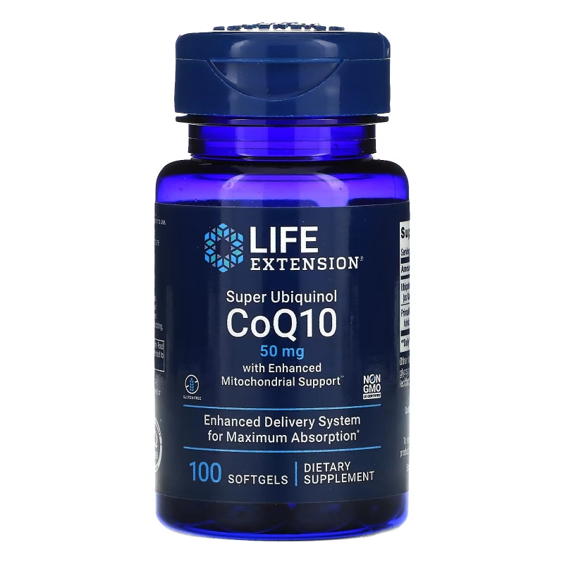 Life Extension, Супер убихинол CoQ10 с улучшенной поддержкой митохондрий, 50 мг, 100 мягких гелевых капсул