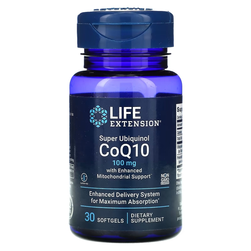 Life Extension, Super Ubiquinol CoQ10 для поддержки митохондрий, 100 мг, 30 мягких таблеток