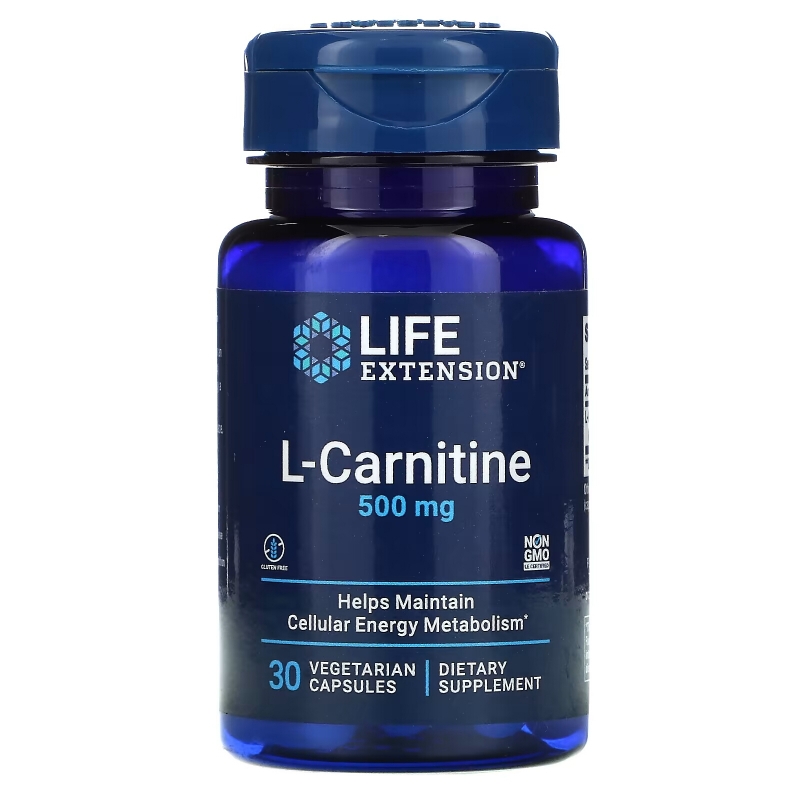 Life Extension, L-карнитин, 500 мг, 30 вегетарианских капсул