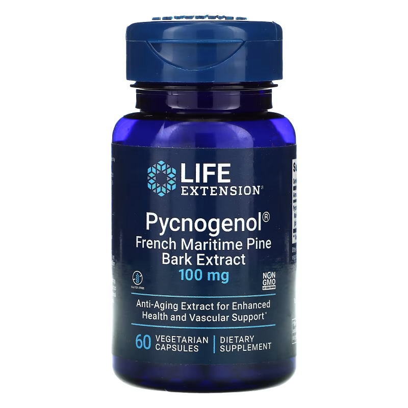 Life Extension, Пикногенол, экстракт коры французской приморской сосны, 100 мг, 60 вегетарианских капсул