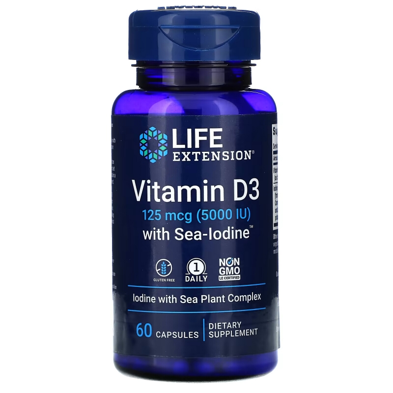 Life Extension Витамин D3 5000 МЕ 60 капсул