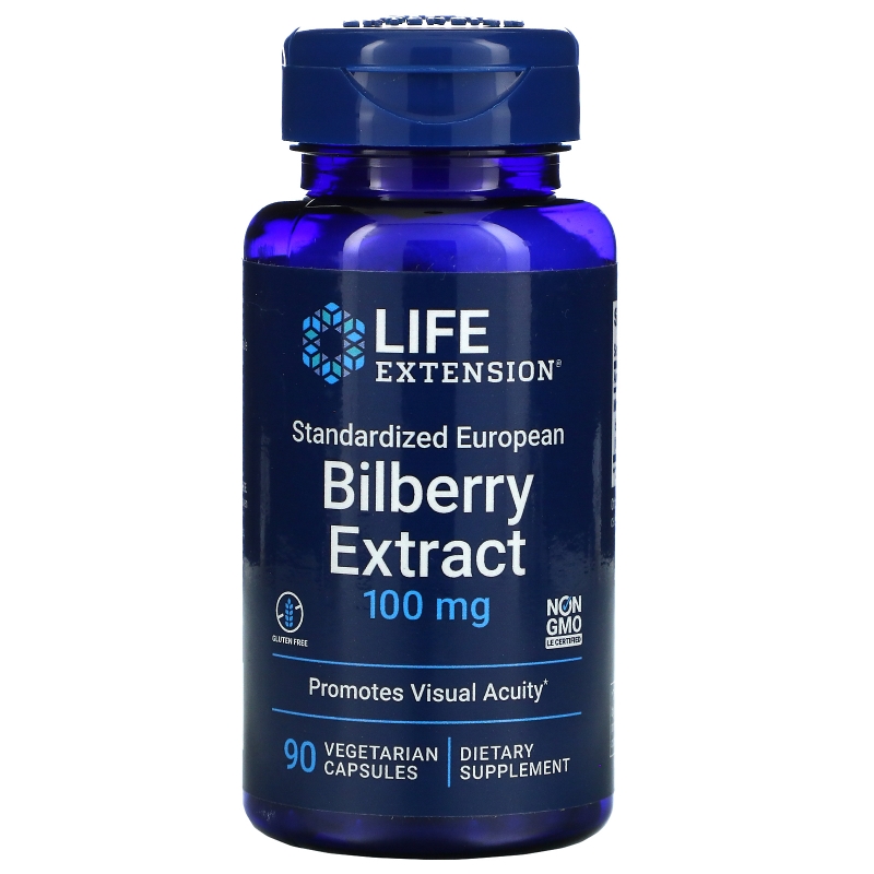 Life Extension, Standardized European Bilberry Extract, 100 mg, 90 Veggie Capsules