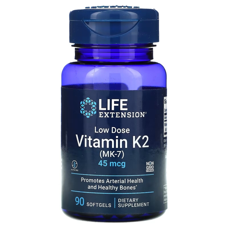 Life Extension, Low Dose Vitamin K2 (MK-7), 45 mcg, 90 Softgels