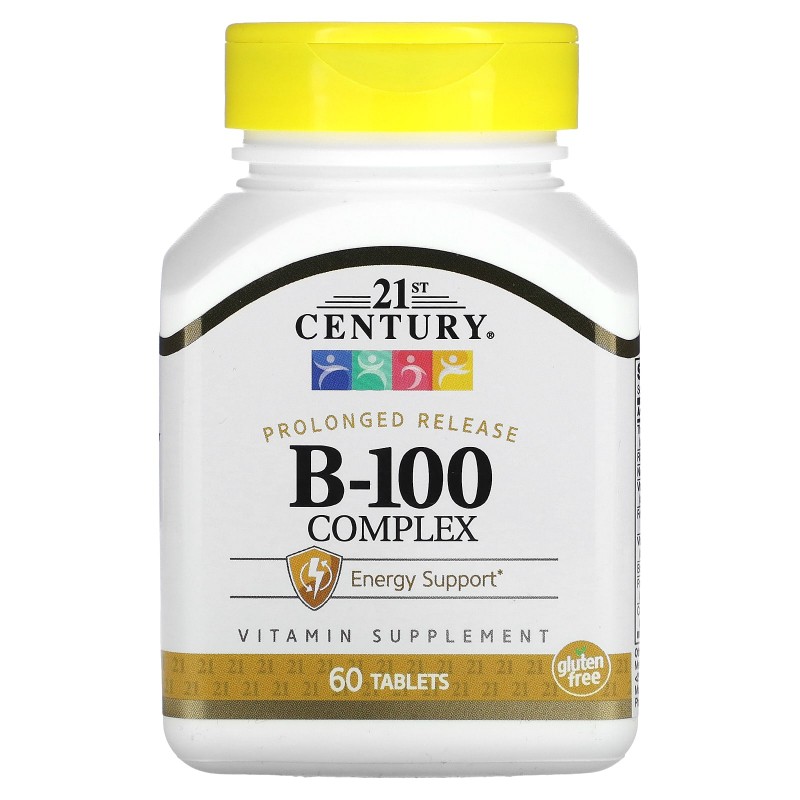 21st Century Health Care Комплекс B-100 Витамины группы В с замедленным высвобождением 60 капсул