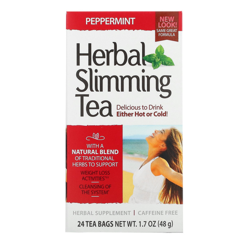 21st Century Health Care Натуральный чай в пакетиках,с мятой, для похудения и очищения организма, 24 пакетика 1.6 унций (45 г)