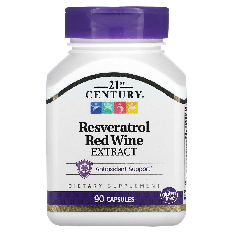 21st Century, Ресвератрол, экстракт красного вина, 90 капсул