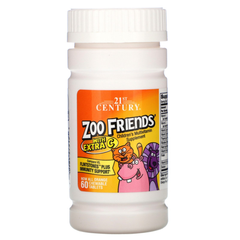 21st Century Health Care Друзья из зоопарка с дополнительным витамином С детская мультивитаминная добавка 60 жевательных таблеток