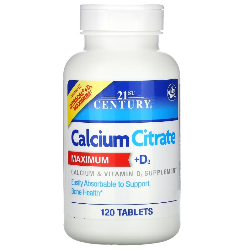 21st Century Health Care Calcium Citrate Maximum + D3 120 Tablets