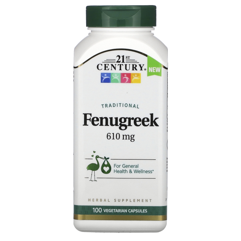 21st Century, Whole Herb Fenugreek, 610 mg, 100 Vegetarian Capsules