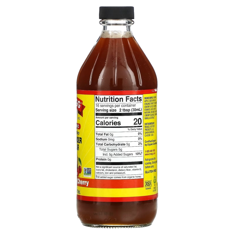 Bragg, Organic Apple Cider Vinegar, Raw-Unfiltered, Orange Tart Cherry, 16 fl oz (473 ml)
