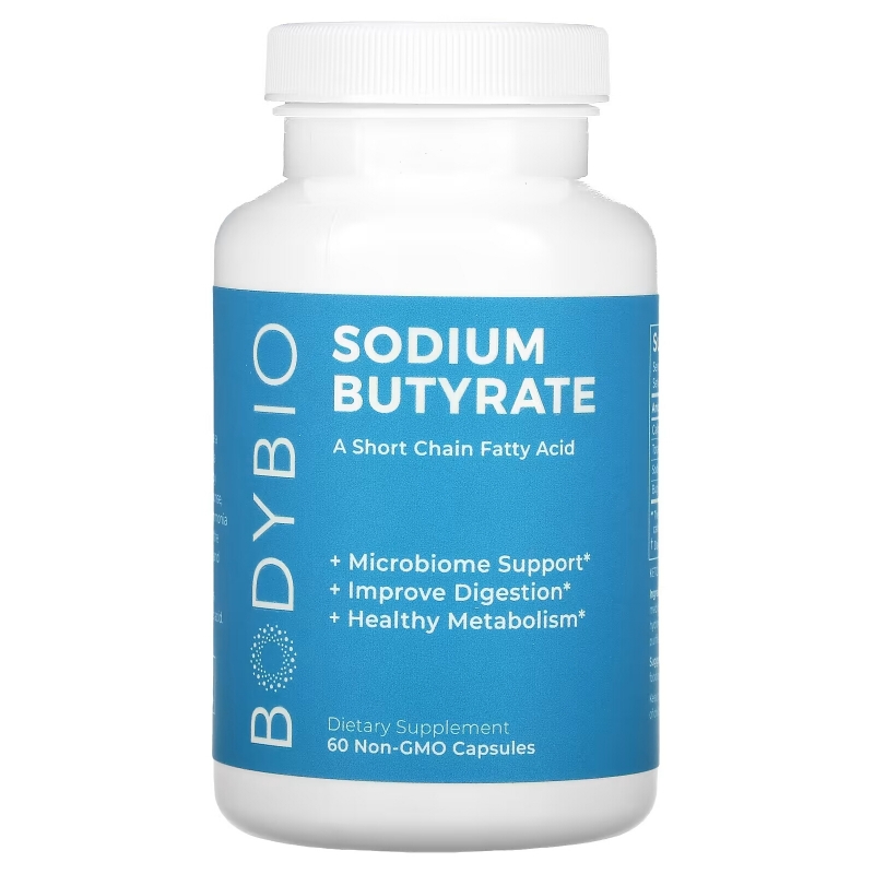 BodyBio, Sodium Butyrate, 60 Non-GMO Capsules
