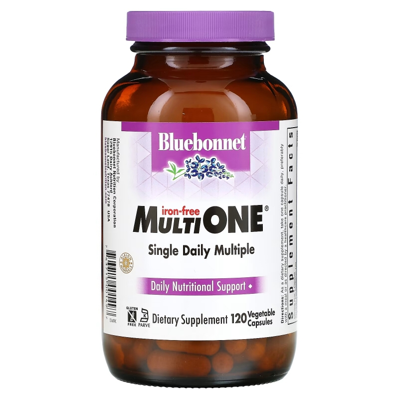 Bluebonnet Nutrition Мультивитамины Multi One без железа 120 растительных капсул